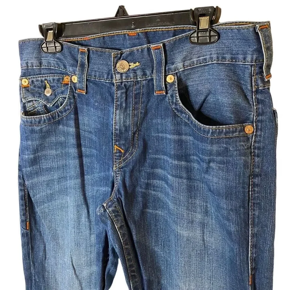True Religion Jeans Mens Straight Flap Pocket Dark Wash Denim Size‎ 32x32.5